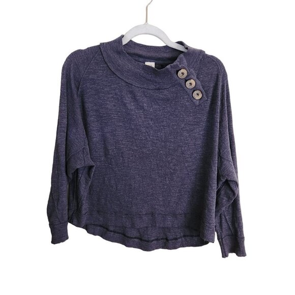 Free People We The Free Don't Forget Me Asymmetric Gray Thermal Knit Top Size XS - Picture 1 of 9